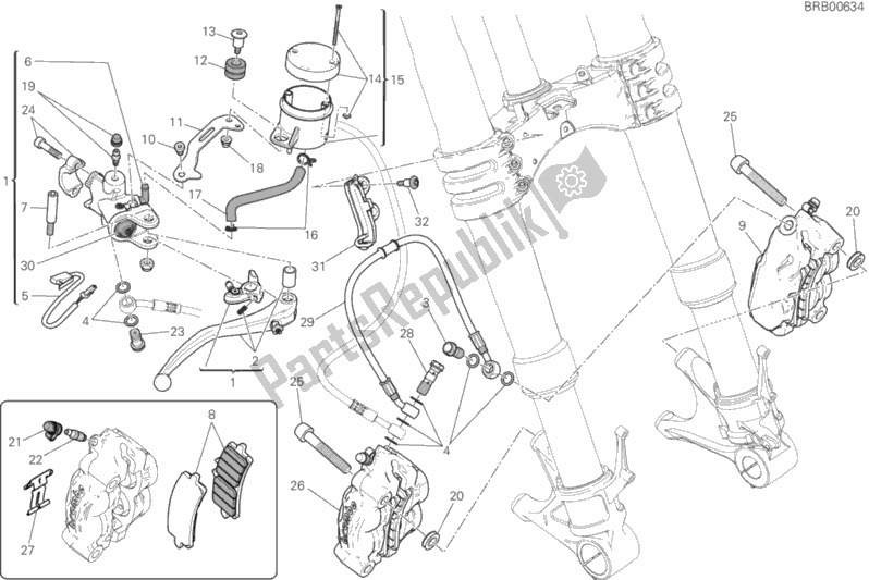 All parts for the Front Brake System of the Ducati Superbike 1299R Final Edition 2018